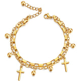 Charming Multiple Heart Double Bracelets&Bangles Three Color Stainless Steel Bracelets Statement Jewelry for Women Girls