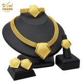 Indian Jewellery Luxury Necklace Jewelry Sets for Women Dubai Gold Color African Arabic Wedding Bridal Collection Sets Earring