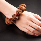 Fashion Rudraksha beads bracelet on wrist natural textured spiritual jewelry
