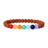 Royal Green Tiger Eye Vajra beaded Rudraksha meditation bracelet with multicolor stones