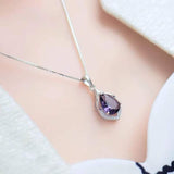 Natural Amethyst Necklace S925 Silver Necklace Female Pendants Clavicle Chain Accessories Peridot Gemstone Bizuteria Jewelry Pendants
