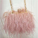 Women Bags Handbags Famous Brands Ostrich Feather Clutch Luxury Handbags Women Bags Designer Chain Evening Party Clutch Bag