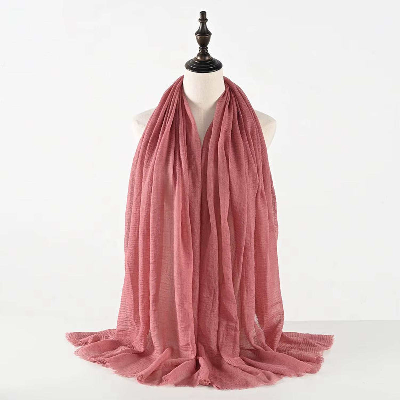 Muslim Women Scarves and Shawls with Loose Edges and Imitation Cotton and Linen Hijabs