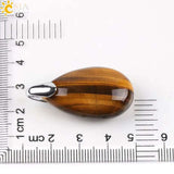 CSJA Natural Gem Stone Pendant Water Drop Necklaces Pendants Tiger Eye Lapis Lazuli Clear Crystal Opal Healing Jewellery E526