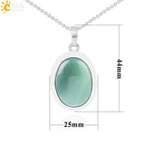CSJA Oval Natural Gem Stone Pendant Necklaces Reiki Cabochon Crystal Beads Small Pendants for Women Girl Cute Charm Jewelry F564