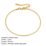 14K gold 316L stainless steel anklet with adjustable length and 1.5mm width