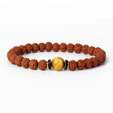 Royal Green Tiger Eye Vajra beaded Rudraksha bracelet for meditation and prayer