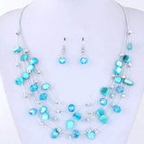 Women Bohemian African beads multilayer turquoise necklace and matching earrings set