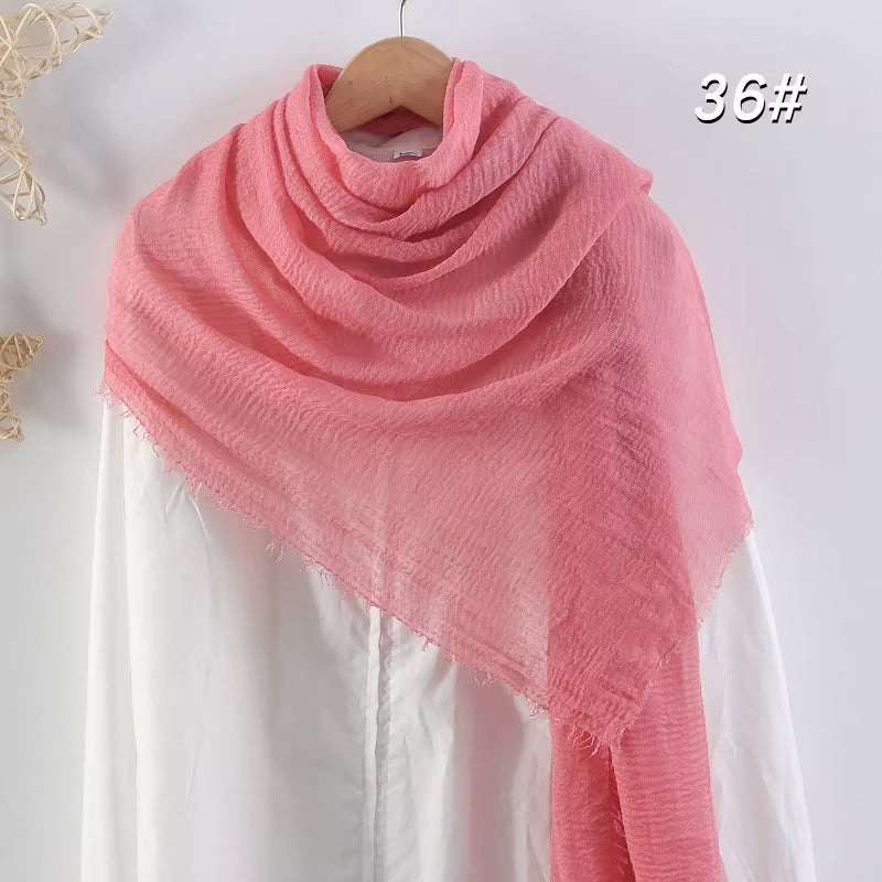 Muslim Women Scarves and Shawls with Loose Edges and Imitation Cotton and Linen Hijabs