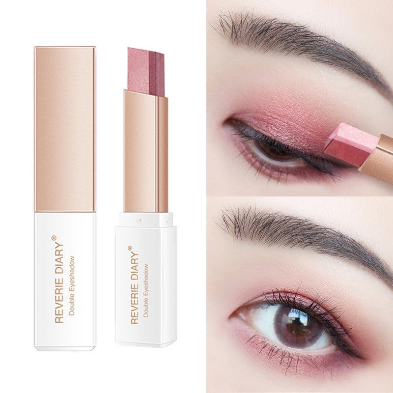Lazy Eyeshadow Stick Stereo Gradient Shimmer Double Color Eye Shadow Pen Waterproof Easy to Wear Eyeshadow