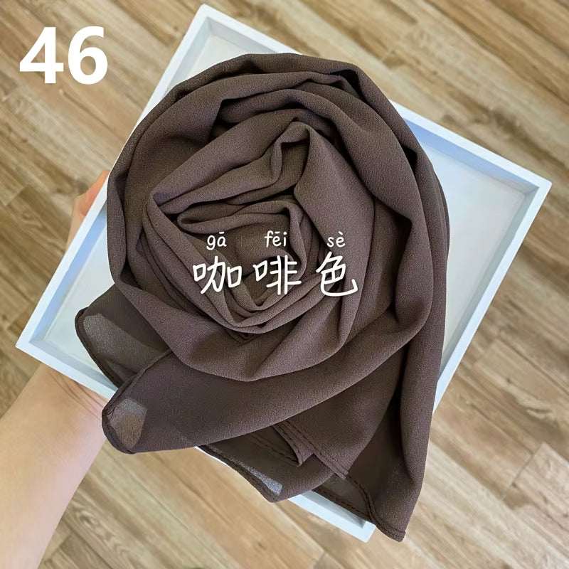 Muslim Chiffon Hijab Scarf Women 2020 Islam Scarves Solid Color Shawl Head Wrap Islamic Hijabs Headscarf Foulard Femme Musulman