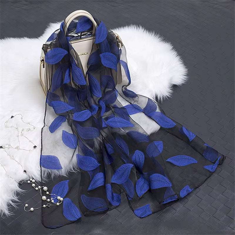 2023 Hot Sale Silk Scarf Womens Summer Breeze Lightweight Sheer Wrap and Shawls Bandana Beach Organza Gauze Lace Hollow Scarf