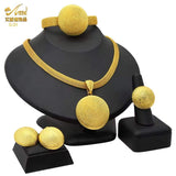Indian Jewellery Luxury Necklace Jewelry Sets for Women Dubai Gold Color African Arabic Wedding Bridal Collection Sets Earring