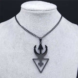 Gothic Moon and Pentagram Stainless Steel Neckless for Women Black Witchcraft Necklaces & Pendants Jewelry N4136S03