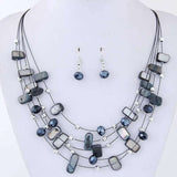 Women Bohemian African beads multilayer necklace and earrings jewelry set