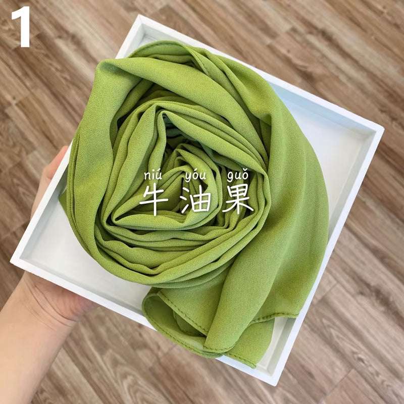 Muslim Chiffon Hijab Scarf Women 2020 Islam Scarves Solid Color Shawl Head Wrap Islamic Hijabs Headscarf Foulard Femme Musulman