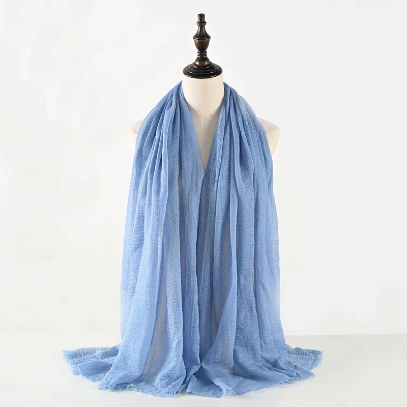 Muslim Women Scarves and Shawls with Loose Edges and Imitation Cotton and Linen Hijabs