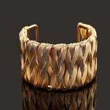 Gold woven punk style cuff bangle bracelet for women
