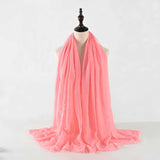 Muslim Women Scarves and Shawls with Loose Edges and Imitation Cotton and Linen Hijabs