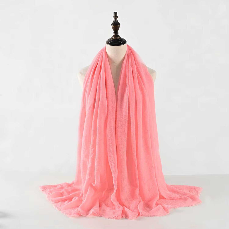 Muslim Women Scarves and Shawls with Loose Edges and Imitation Cotton and Linen Hijabs
