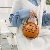 Basketball shaped ball purse for teenagers with leather material and chain handle