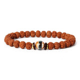 Royal Green Tiger Eye Vajra bracelet with natural Rudraksha beads for meditation and prayer