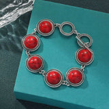 Fashion Boho Vintage round red bead adjustable bracelet for women