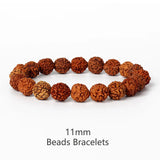Royal Green Tiger Eye Vajra natural Rudraksha beaded bracelet with 11mm beads for meditation and prayer.