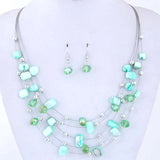 Women Bohemian African beads multilayer turquoise necklace and matching earrings set