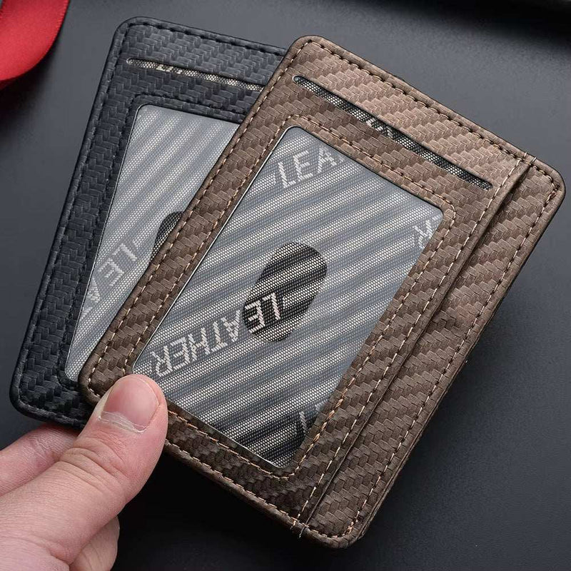 Mens slim minimalist carbon fiber card holder wallet in black and brown colors