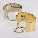 Metallic gold chained bracelets with adjustable link chain and 5cm-6cm diameter bands