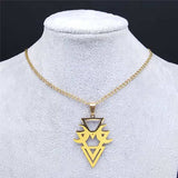 Gothic Moon and Pentagram Stainless Steel Neckless for Women Black Witchcraft Necklaces & Pendants Jewelry N4136S03