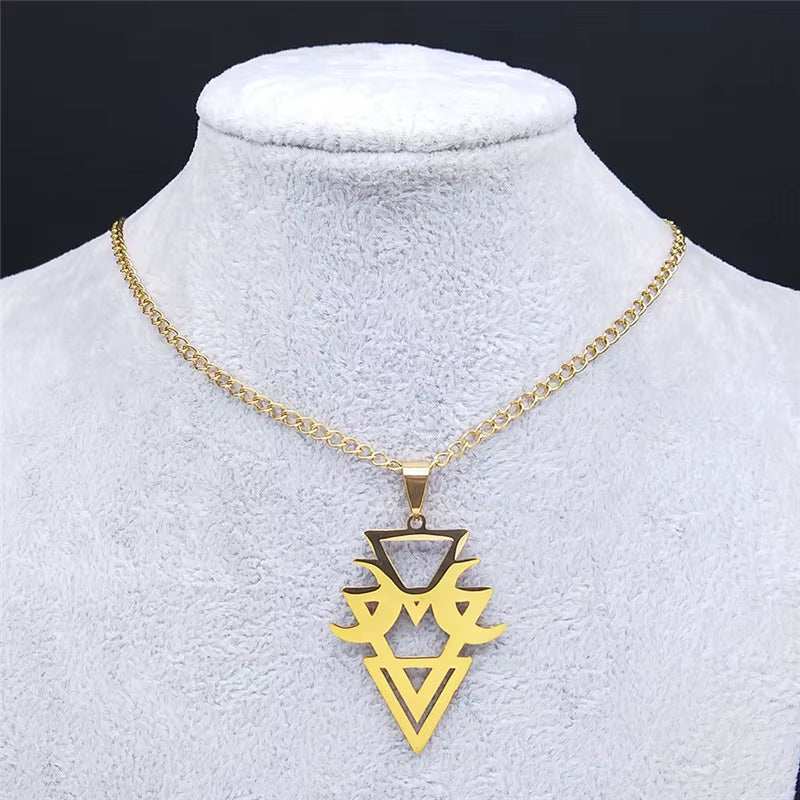 Gothic Moon and Pentagram Stainless Steel Neckless for Women Black Witchcraft Necklaces & Pendants Jewelry N4136S03