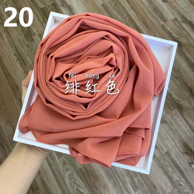 Muslim Chiffon Hijab Scarf Women 2020 Islam Scarves Solid Color Shawl Head Wrap Islamic Hijabs Headscarf Foulard Femme Musulman