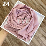 Muslim Chiffon Hijab Scarf Women 2020 Islam Scarves Solid Color Shawl Head Wrap Islamic Hijabs Headscarf Foulard Femme Musulman