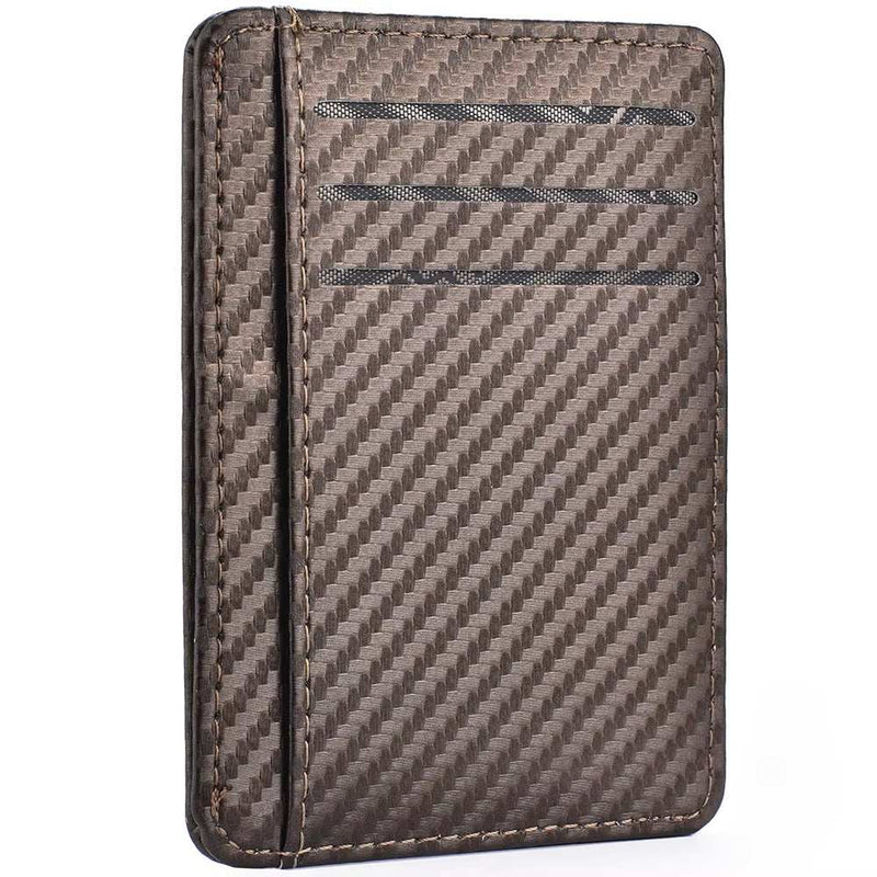 Mens slim minimalist carbon fiber textured wallet with card slots