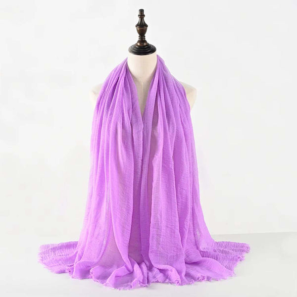 Muslim Women Scarves and Shawls with Loose Edges and Imitation Cotton and Linen Hijabs