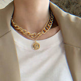New Fashion Gold Color Punk Vintage Necklaces Thick Chain Statement Necklaces & Pendants Women Jewelry Wholesale