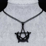Gothic Moon and Pentagram Stainless Steel Neckless for Women Black Witchcraft Necklaces & Pendants Jewelry N4136S03