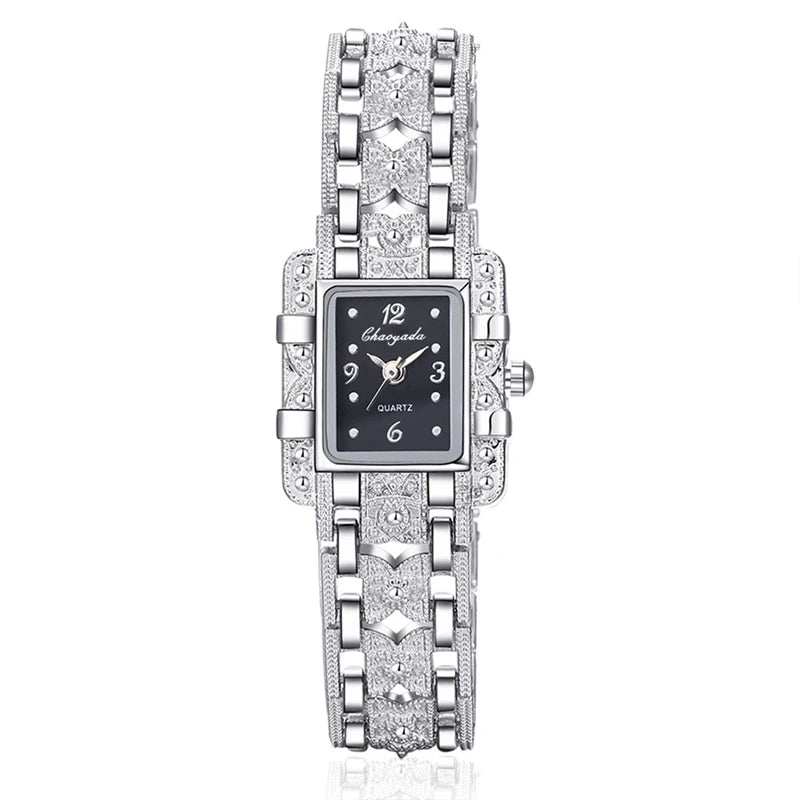 Women Watch Rectangle Dial Silver Stainless Steel Crystal Watches Fashion Quartz for Women Ladies Major Relojes Hot Sale Relojes