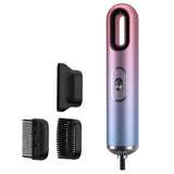 3 in 1 Dryer with strong airflow, negative ion hair care, intelligent temperature control, and three styling nozzles in pink and blue gradient design