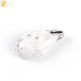 CSJA Natural Gem Stone Pendant Water Drop Necklaces Pendants Tiger Eye Lapis Lazuli Clear Crystal Opal Healing Jewellery E526