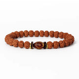 Royal Green Tiger Eye Vajra beaded Rudraksha bracelet for meditation and prayer