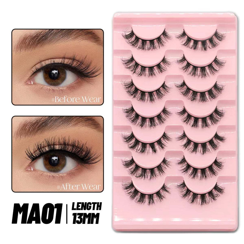 3D Faux Mink Cat Eye & Fox Eye Lashes Fluffy False Eyelashes Natural Look Extensions for Makeup & Daily Wear