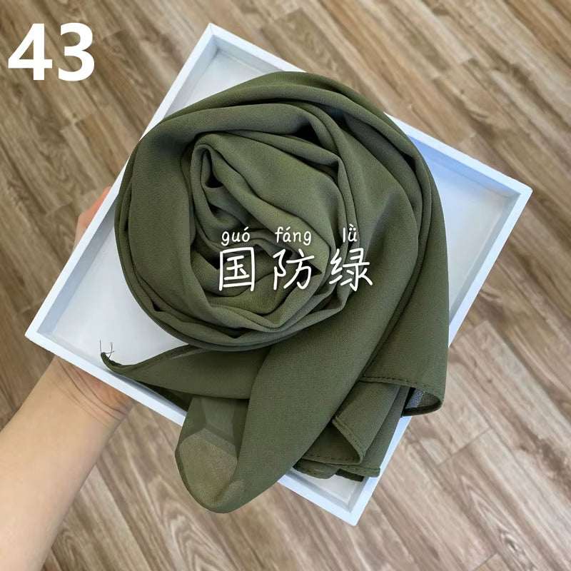 Muslim Chiffon Hijab Scarf Women 2020 Islam Scarves Solid Color Shawl Head Wrap Islamic Hijabs Headscarf Foulard Femme Musulman
