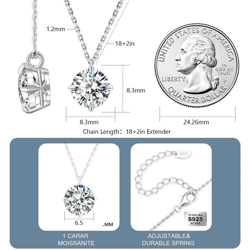 Fine Jewelry Women Iced Out Diamond Link S925 Sterling Silver 1 CT VVS D Moissanite Pendant Necklace White Gold Plated Chain