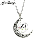 Islamic Muslims Allah Pattern Moon Necklace Fashion Women Men Accessories Simple Pendant Handmade Jewelry NT355