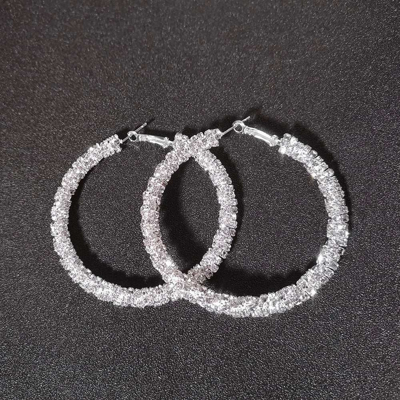 Diamante Rhinestones Hoop Earrings