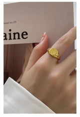 Fashion Rings Jewelry 925 Sterling Silver Wide Retro Totem Heavy Rings Gold Plated Adjustable Ring Jewelry Women