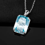 Real 925 Sterling Silver Aquamarine Pendant for Women Gemstone Necklace Pendants Viking Handmade Undefined Fine Jewelry